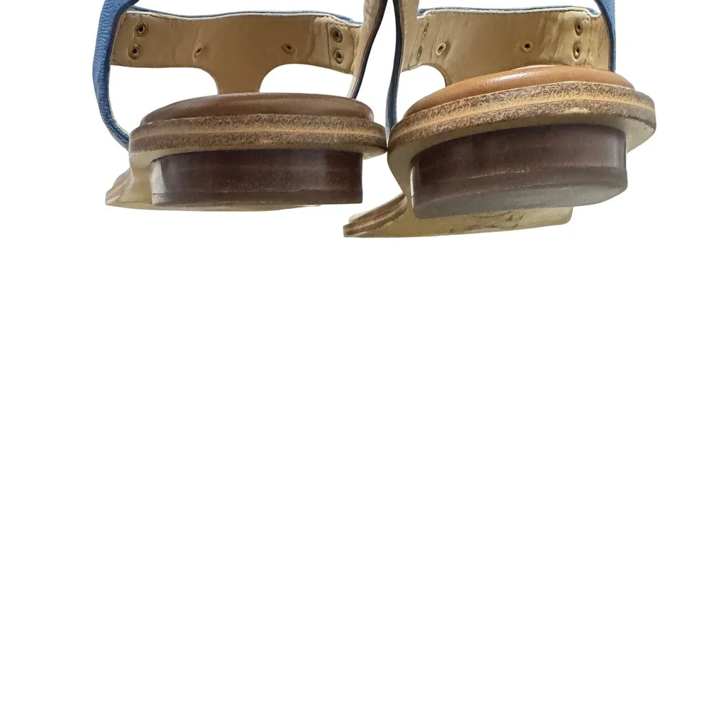 Michael Kors Plate Thong Sandals Women 6M‎ Blue Saffiano Leather Flat Logo